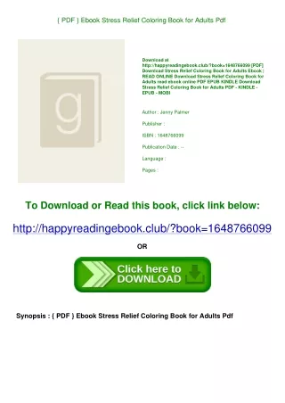 { PDF } Ebook Stress Relief Coloring Book for Adults Pdf