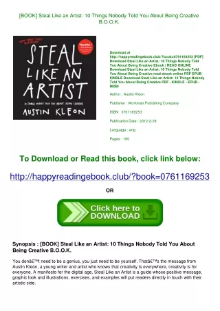 [BOOK] Steal Like an Artist 10 Things Nobody Told You About Being Creative <*REA