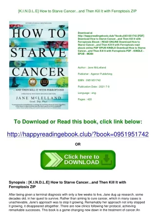 [K.I.N.D.L.E] How to Starve Cancer...and Then Kill It with Ferroptosis ZIP
