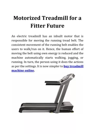 Motorized Treadmill For A Fitter Future