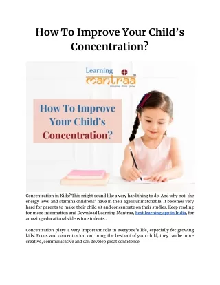 How To Improve Your Child’s Concentration_