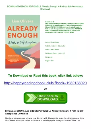 DOWNLOAD EBOOK PDF KINDLE Already Enough A Path to Self-Acceptance Download