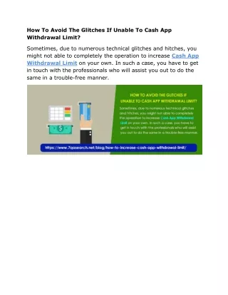 how to avoid the glitches if unable to cash