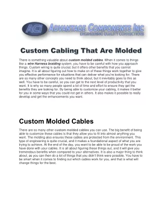 there is something valuable about custom molded
