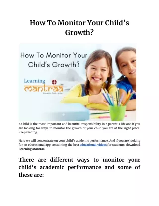 How To Monitor Your Child’s Growth____