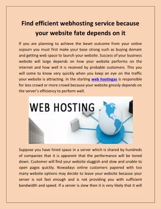 Find efficient webhosting service because your website fate depends on it