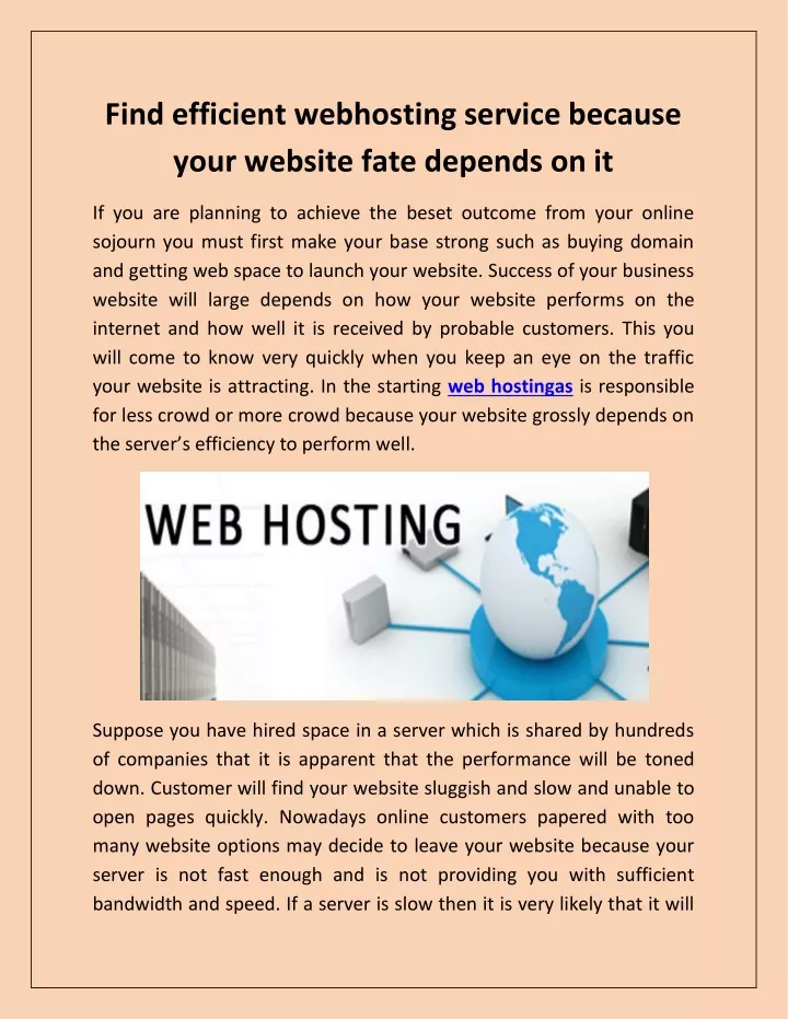 find efficient webhosting service because your