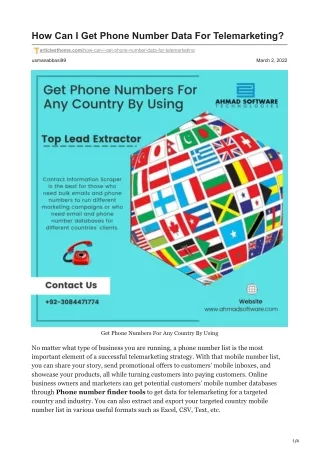 how can i get phone number data for telemarketing