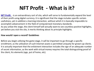 NFT Profit  - What is it