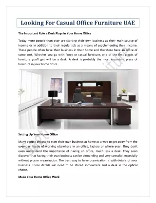 Looking For Casual Office Furniture UAE