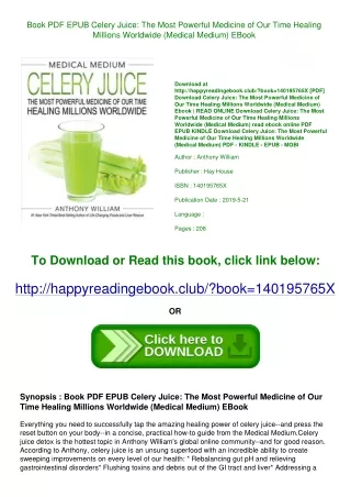 Book PDF EPUB Celery Juice The Most Powerful Medicine of Our Time Healing Millio