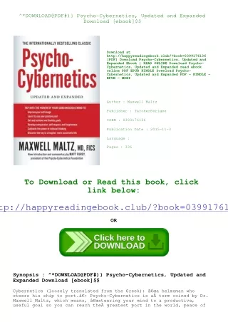 ^*DOWNLOAD@PDF#)} Psycho-Cybernetics  Updated and Expanded Download [ebook]$$
