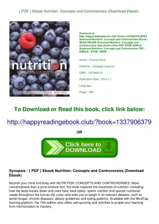 { PDF } Ebook Nutrition Concepts and Controversies (Download Ebook)