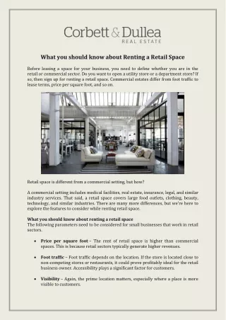 what you should know about renting a retail space