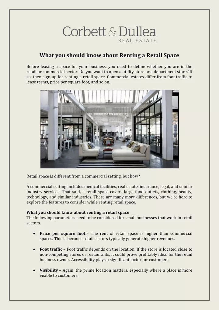 what you should know about renting a retail space