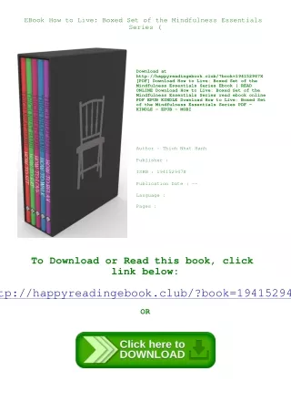 EBook How to Live Boxed Set of the Mindfulness Essentials Series (<DOWNLOAD*PDF}