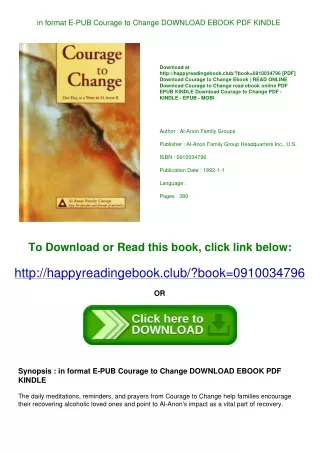 in format E-PUB Courage to Change DOWNLOAD EBOOK PDF KINDLE