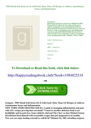 PDF Ebook Full Series Fix It with Food More Than 125 Recipes to Address Autoimmu