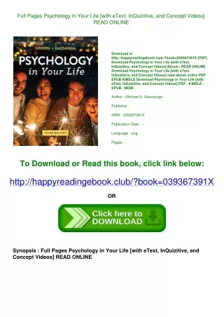 Full Pages Psychology in Your Life [with eText  InQuizitive  and Concept Videos]