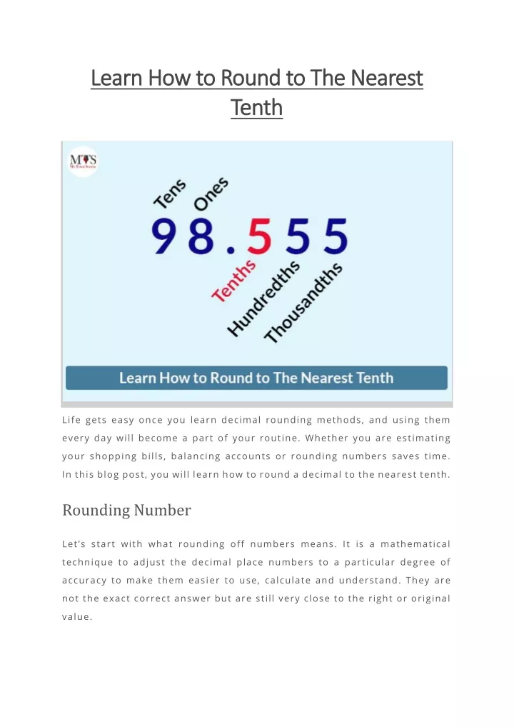 learn how to round to the nearest learn