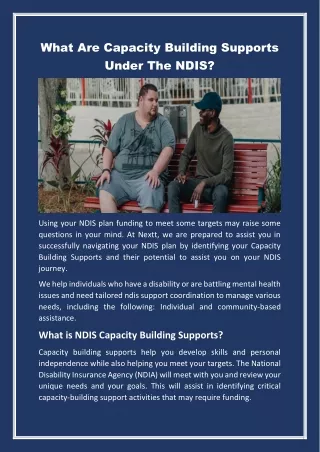What Are Capacity Building Supports Under The NDIS?