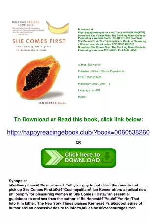 <(DOWNLOAD E.B.O.O.K.^) She Comes First The Thinking Man's Guide to Pleasuring a