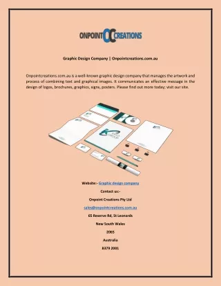 Graphic Design Company  Onpointcreations.com