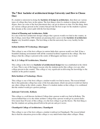 the 7 best bachelor of architectural design