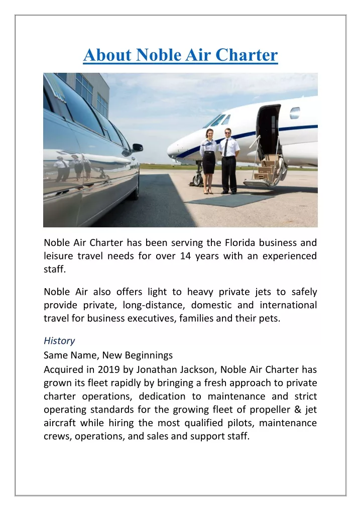 about noble air charter