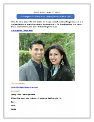 oral surgeon in conroe texas  Familysmilesofconroe.com