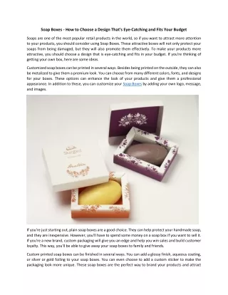 soap boxes how to choose a design that