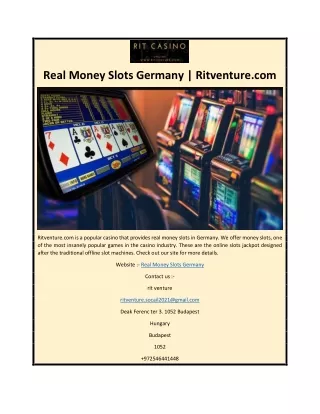 Real Money Slots Germany | Ritventure.com