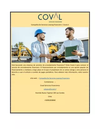Compañía De Servicios Leasing Financiero | Coval.cl