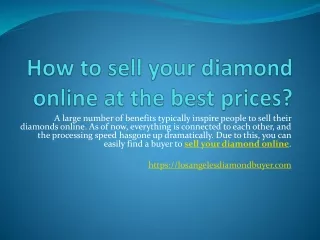 How to sell your diamond online at the best prices?