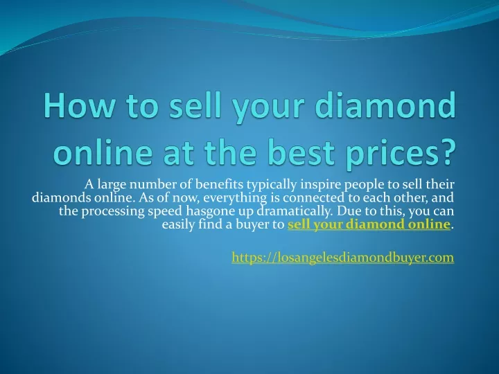 how to sell your diamond online at the best prices