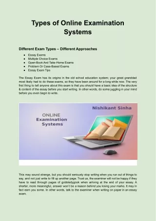 Types of Online Examination Systems