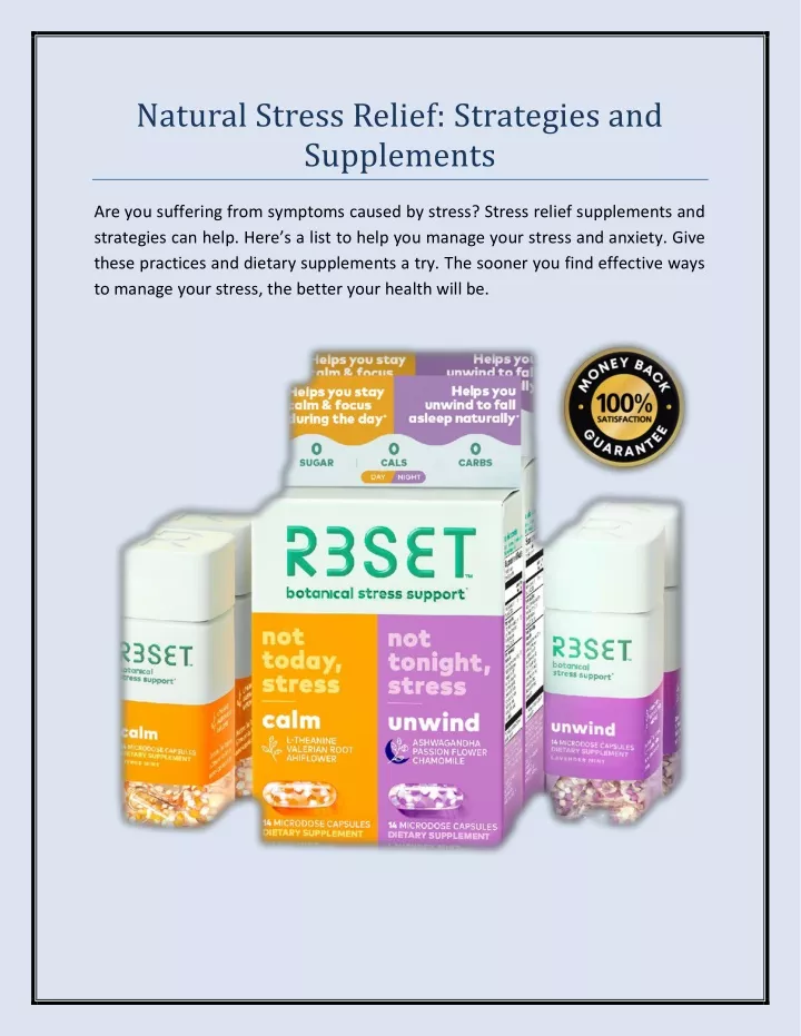 natural stress relief strategies and supplements