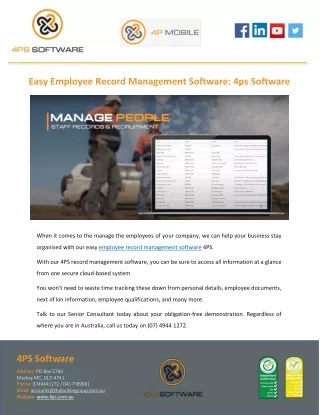 Easy Employee Record Management Software: 4ps Software