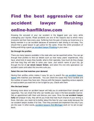 Find the best aggressive car accident lawyer flushing online-hanfliklaw.com