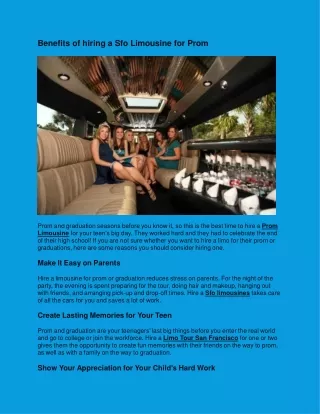 Benefits of hiring a Sfo Limousine for Prom Blog