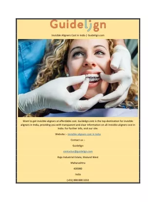 Invisible Aligners Cost in India | Guidelign.com