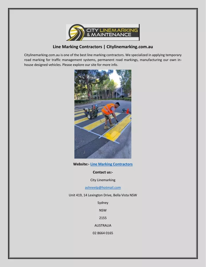 line marking contractors citylinemarking com au