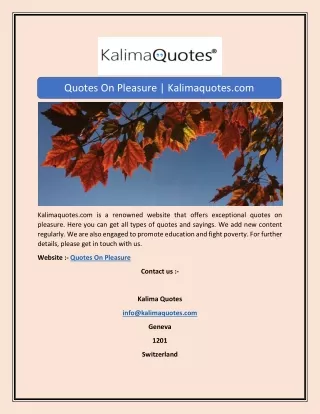 Quotes On Pleasure | Kalimaquotes.com