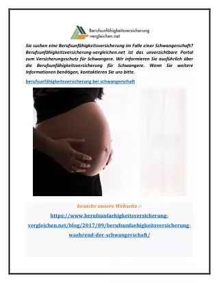 Berufsunfähigkeitsversicherung bei einer Schwangerschaft  Berufsunfähigkeitsversicherung-vergleichen.net