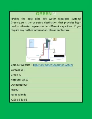 Bilge Oily Water Separator System | Greeniq.eu