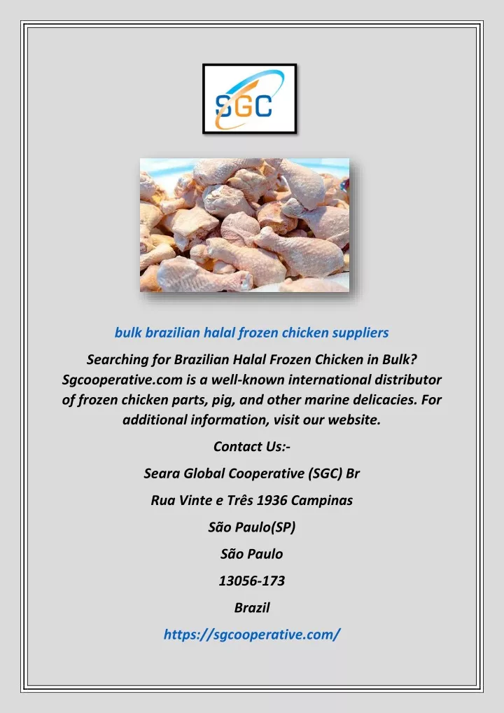 bulk brazilian halal frozen chicken suppliers