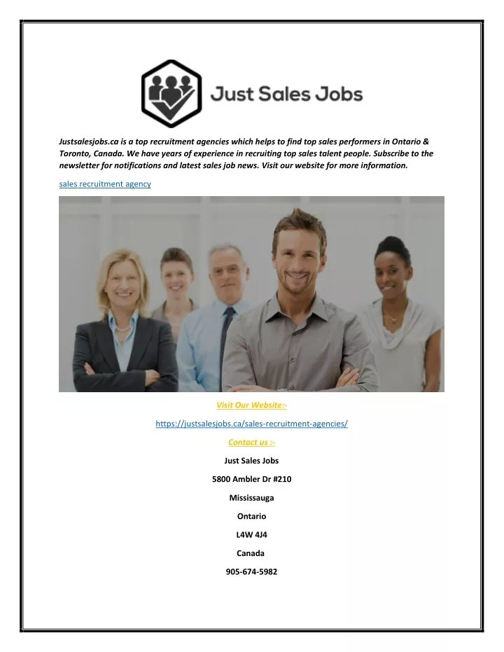 justsalesjobs ca is a top recruitment agencies