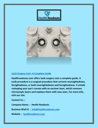 Lasik Surgery Cost- a Complete Guide | Healthreadouts.com