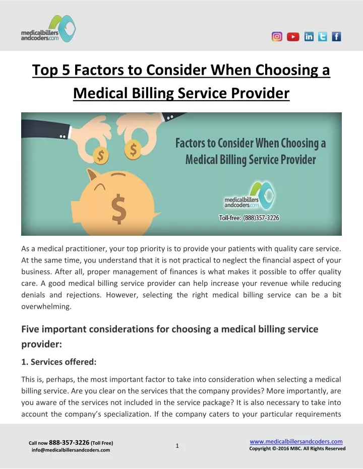 top 5 factors to consider when choosing a medical