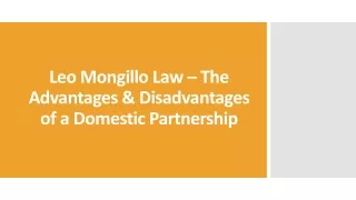 Leo Mongillo Law – The Advantages & Disadvantages of a Domestic Partnership